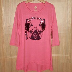 Total Girl New Pink Bulldog Sequins Tunic 10